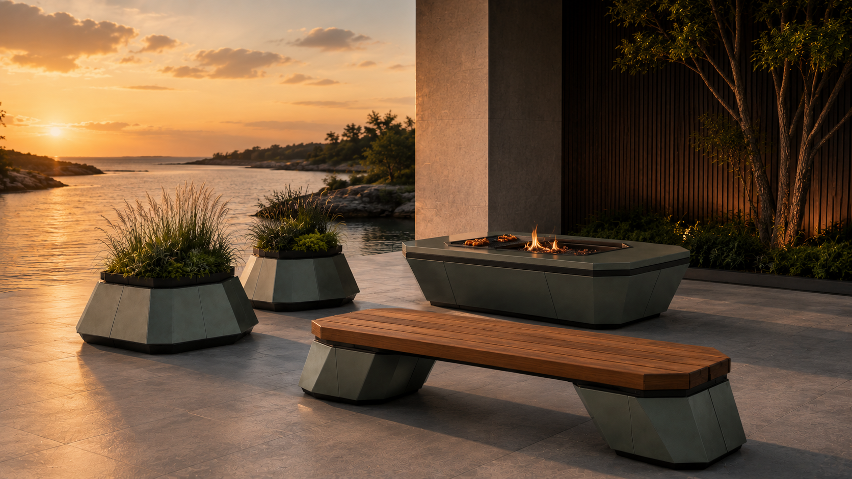 Riven Vou architectural outdoor setting