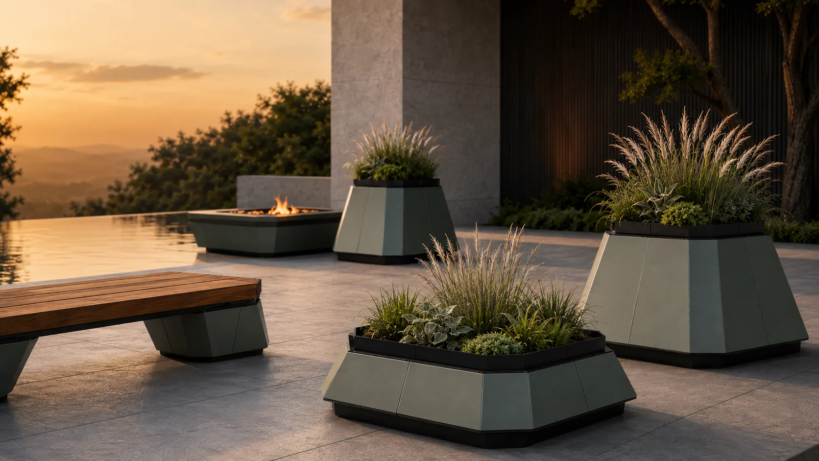 Verge folded steel planter